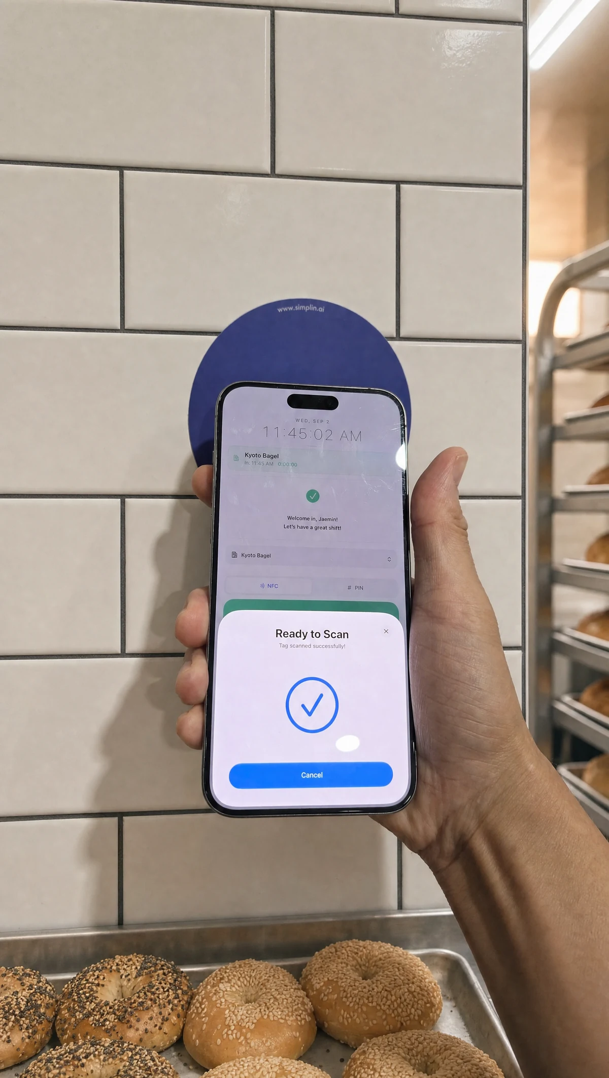 Holding the phone to the sticker: the iPhone Ready to Scan sheet appears